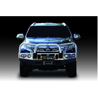 ECB Silver Hammertone Winch BullBar with Bumper Lights to suit Mitsubishi Pajero Sport Exceed 05/16 - 11/19