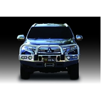 ECB Silver Hammertone Winch BullBar with Bumper Lights to suit Mitsubishi Pajero Sport GLS 05/16 - 11/19