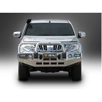 ECB Silver Hammertone BullBar with Bumper Lights to suit Mitsubishi Triton MQ 01/15 - 10/18