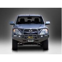 ECB Silver Hammertone Winch BullBar with Bumper Lights to suit Mazda BT-50 2WD Highrise 10/11 - 03/18