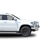 ECB Silver Hammertone Winch BullBar with Bumper Lights to suit Mercedes-Benz X-Class V6 11/18 - Onwards