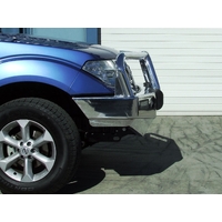 ECB Silver Hammertone BullBar with Bumper Lights to suit Nissan Navara D40 ST 12/11 - 03/15