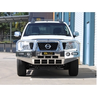 ECB Polished BullBar with Bumper Lights to suit Nissan Navara D40 ST-X V6 TD 2012 - 03/15