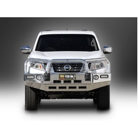 ECB Silver Hammertone BullBar with Bumper Lights to suit Nissan Navara NP300 04/15 - 11/20