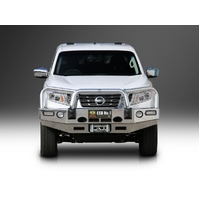 ECB Black Ripple Winch BullBar with Bumper Lights to suit Nissan Navara NP300 04/15 - 11/20