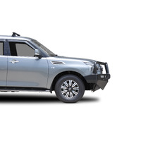 ECB Black Ripple Winch BullBar with Bumper Lights to suit Nissan Patrol Y62 TI-L 08/19 - 11/21
