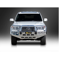ECB Silver Hammertone BullBar with Bumper Lights to suit Toyota LandCruiser 200 Series Sahara 03/12 - 10/15