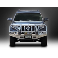 ECB Silver Hammertone Winch BullBar with Bumper Lights to suit Toyota Prado 150 Series 2 Altitude 11/13 - 10/17