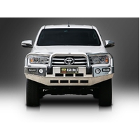 ECB Silver Hammertone BullBar with Bumper Lights to suit Toyota HiLux SR5 2WD 07/15 - 05/18