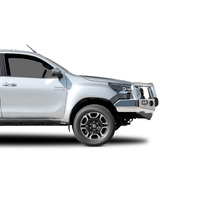 ECB Polished BullBar with Bumper Lights to suit Toyota HiLux SR &amp; SR5 Wide Cab 09/20 - Onwards