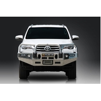 ECB Silver Hammertone Winch BullBar with Bumper Lights to suit Toyota Fortuner 12/15 - 05/19