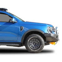 ECB Polished Tube/Silver Hammertone Channel Single Hoop Winch Bar to suit Ford Ranger 05/22 - Onwards