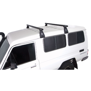 Rhino-Rack JA0805 Heavy Duty RL210 Black 2 Bar Roof Rack for TOYOTA Land Cruiser 75/77 Series Troop Carrier 2DR 4WD (01/1985-01/1999)