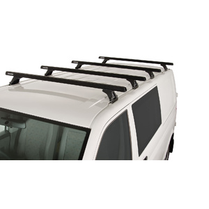 Rhino-Rack JA0844 Heavy Duty RLTF Black 4 Bar Roof Rack for VOLKSWAGEN Transporter Crewvan T6 SWB (Standard Roof) 5DR Van (12/2015-Current)