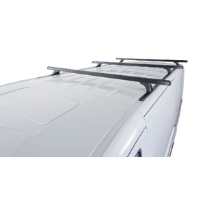Rhino-Rack JA0979 Heavy Duty RLTF Black 3 Bar Roof Rack for VOLKSWAGEN Crafter MWB (Low Roof) 2DR Van (02/2007-12/2017)