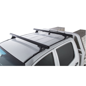 Rhino-Rack JA6233 Heavy Duty RLT600 Trackmount Black 2 Bar Roof Rack for TOYOTA Hilux Gen 7 Dual Cab 4DR Ute (04/2005-09/2015)