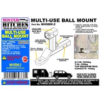 Mister Hitches Ball Mount Multi-Use With High Top Receiver 3500Kg