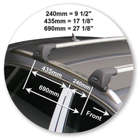 Yakima Black 2 Bar Roof Rack - Audi A3/S3/RS3 Sportback 5dr Hatch 1/13 - 1/16 (S26Y &amp; K772)