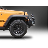 ECB Silver Hammertone Winch BullBar with Bumper Lights to suit Jeep Wrangler JK 2008 - 04/18