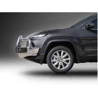 ECB Polished BullBar with Bumper Lights to suit Jeep Cherokee KL Ex TrailHawk 06/14 - 12/18