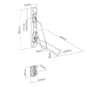 Bike Rakz Ezi Fold Wall Mounted Single Bike Rack - Medium (2.1" - 2.8")
