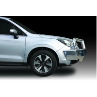 ECB Silver Hammertone BullBar with Bumper Lights to suit Subaru Forester 01/16 - 07/18