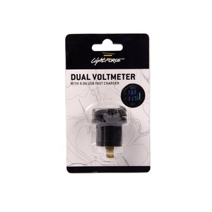 Lightforce Dual Voltmeter with 3.0Amp USB Fast Charger