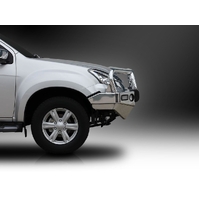 ECB Polished BullBar with Bumper Lights to suit Isuzu MU-X 11/13 - 01/17