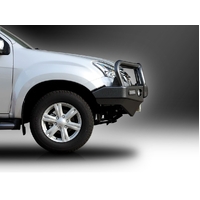 ECB Silver Hammertone Winch BullBar with Bumper Lights to suit Isuzu MU-X 11/13 - 01/17