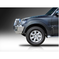 ECB Polished BullBar with Bumper Lights to suit Mitsubishi Pajero NW 10/11 - 06/14