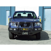 ECB Textura Black Winch BullBar with Bumper Lights to suit Nissan Navara D40 ST-X 05/10 - 11/11