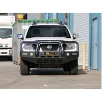 ECB Silver Hammertone BullBar with Bumper Lights to suit Nissan Navara D40 ST-X V6 TD 2012 - 03/15