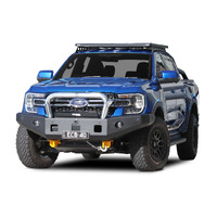 ECB Polished Tube/Textura Black Channel Single Hoop Winch Bar to suit Ford Ranger 05/22 - Onwards