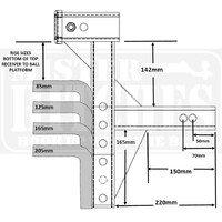 Mister Hitches Adjustable Ball Mount Multi-Use With Top Receiver For Bike Carrier Etc