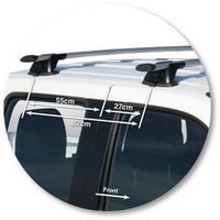 Prorack Silver 2 Bar Aero Through Bar kit to suit Ford Ranger Crew Cab 4dr Ute (11/2006 - 2011)