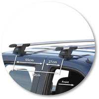 Prorack Silver 2 Bar Aero Through Bar kit to suit Mazda BT-50 Dual Cab 4dr Ute (11/2006 - 10/2011)