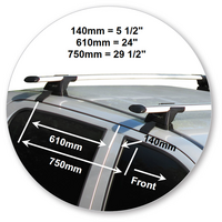 Prorack Black 2 Bar Aero Through Bar kit to suit Foton Tunland Double Cab 4dr Ute (2012 - Current)