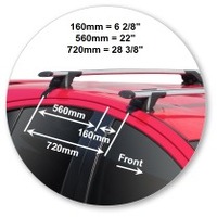 Prorack Silver 2 Bar Aero Through Bar kit to suit Toyota Aqua 5dr Hatch (2012 - 2019)