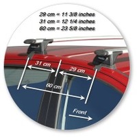 Prorack Silver 2 Bar Aero Through Bar kit to suit Hyundai i20 5dr Hatch (5/2010 - 2014)