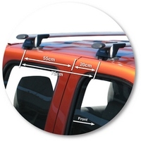 Prorack Silver 2 Bar Aero Through Bar kit to suit Ford Courier Double Cab 4dr Ute (2/1999 - 10/2006)