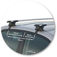 Prorack Silver 2 Bar Aero Through Bar kit to suit Toyota Corolla 4dr Sedan (5/2007 - 2013)