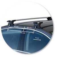 Prorack Silver 2 Bar Aero Through Bar kit to suit Volkswagen Passat Mk6 4dr Sedan (12/2005 - 9/2015)