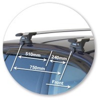 Prorack Silver 2 Bar Aero Through Bar kit to suit Volkswagen Polo Mk4 5dr Hatch (2002 - 2005)