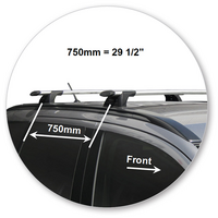 Prorack Black 2 Bar Aero Through Bar kit to suit Mitsubishi Outlander 5dr SUV (11/2012 - 2015)