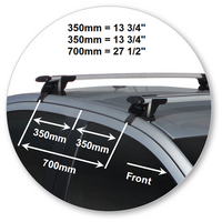 Prorack Silver 2 Bar Aero Through Bar kit to suit Holden Barina 4dr Sedan (2011 - 2020)