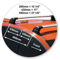 Prorack Silver 2 Bar Aero Flush Bar kit to suit Holden Commodore VF 4dr Sedan (6/2013 - 3/2017)