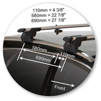 Prorack Silver 2 Bar Aero Through Bar kit to suit Audi A6/S6/RS6 Avant 5dr Wagon (2011 - 2018)