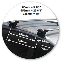 Prorack Black 2 Bar Aero Through Bar kit to suit Audi A3/S3/RS3 Sportback 5dr Hatch (2004 - 2012)