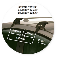 Prorack Silver 2 Bar Aero Flush Bar kit to suit Honda Civic 5dr Hatch (2012 - 2017)