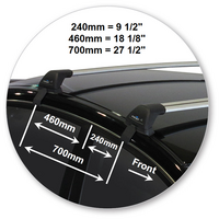 Prorack Silver 2 Bar Aero Flush Bar kit to suit Nissan Pulsar 4dr Sedan (2012 - Current)